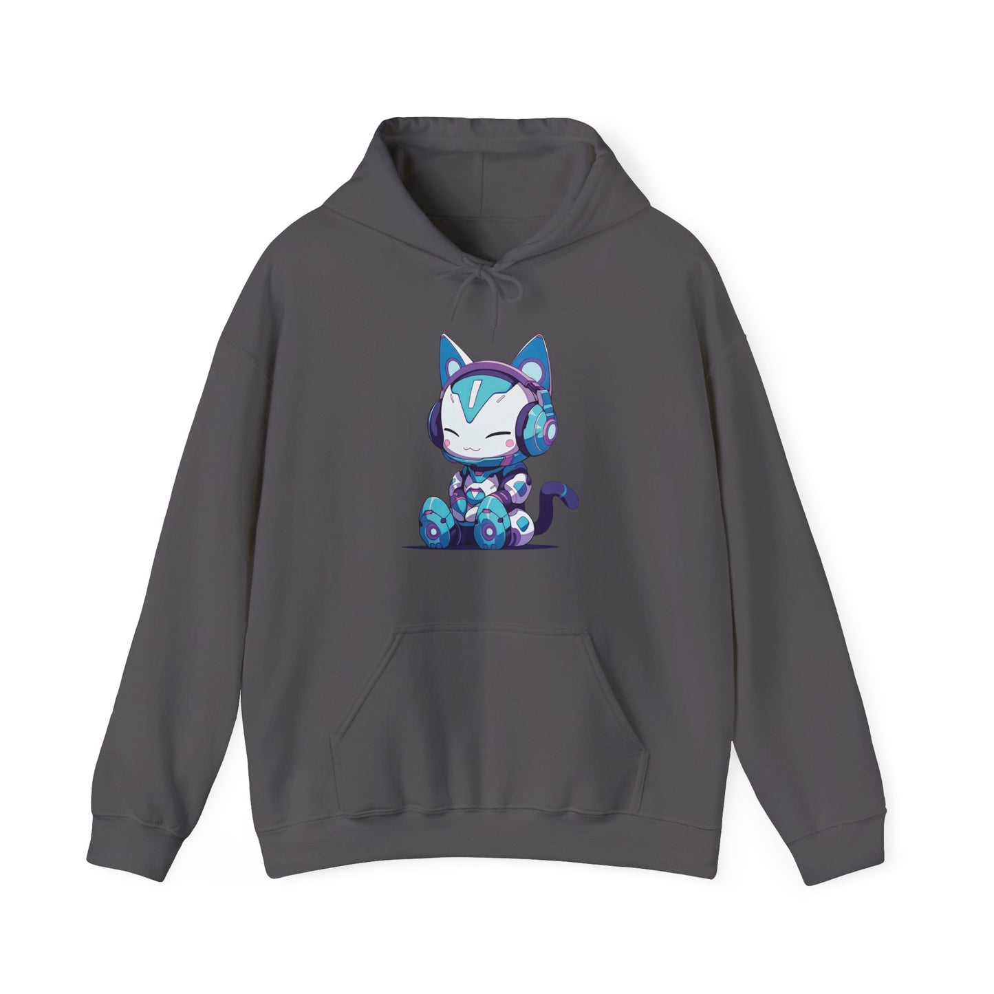 Futuristic Cat with Headphones Hooded Sweatshirt
