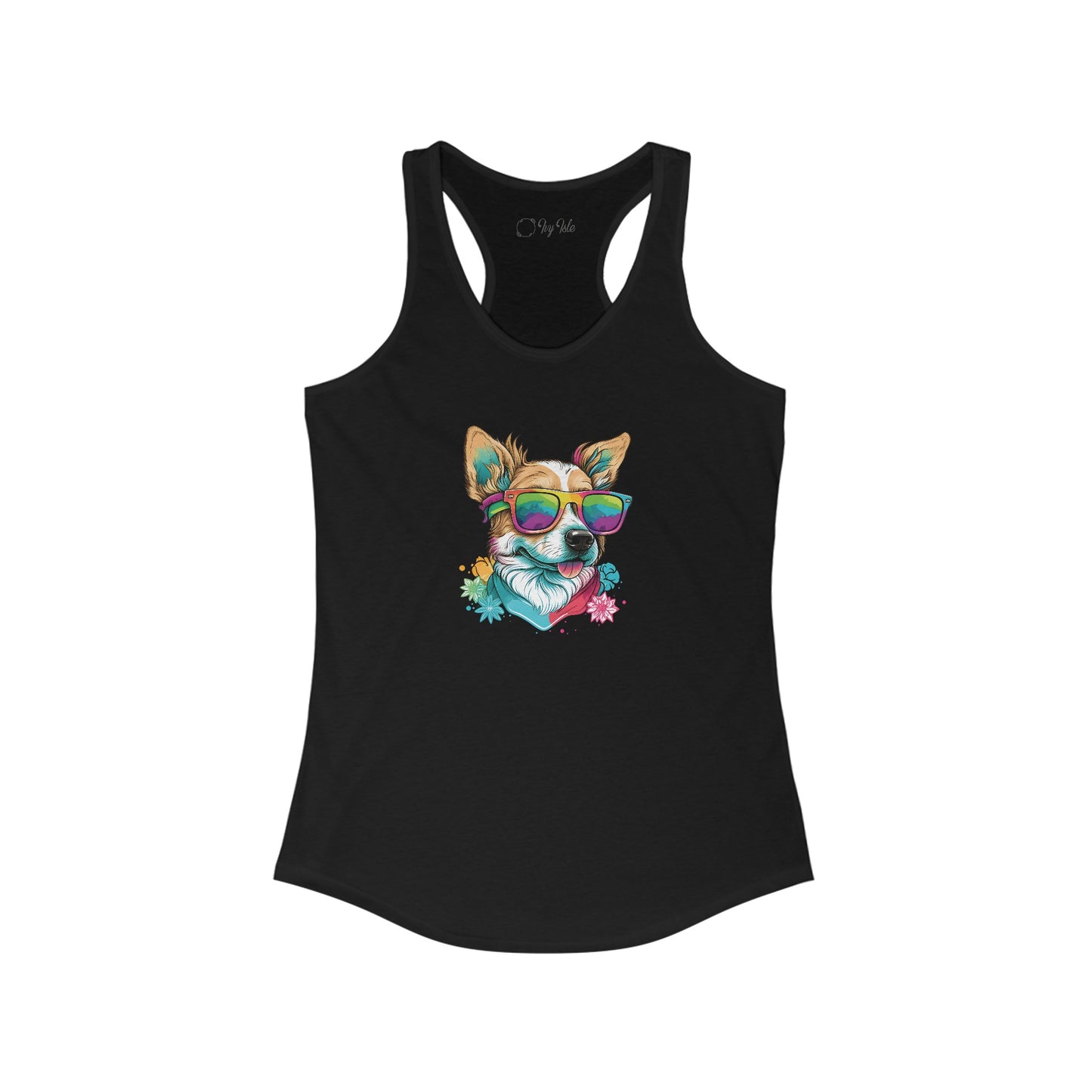 Dog with Sunglasses Racerback Tank 002
