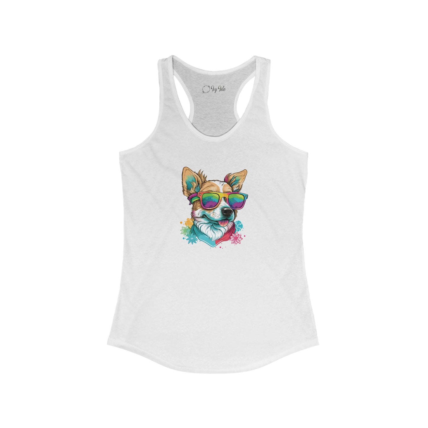 Dog with Sunglasses Racerback Tank 002