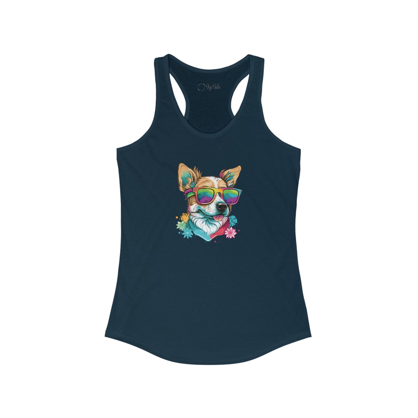 Dog with Sunglasses Racerback Tank 002