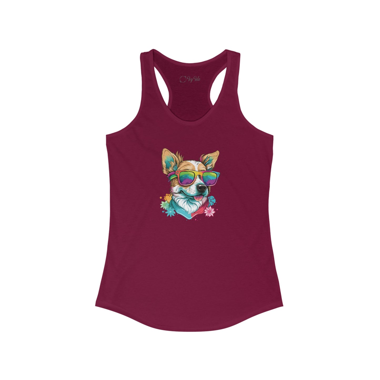 Dog with Sunglasses Racerback Tank 002