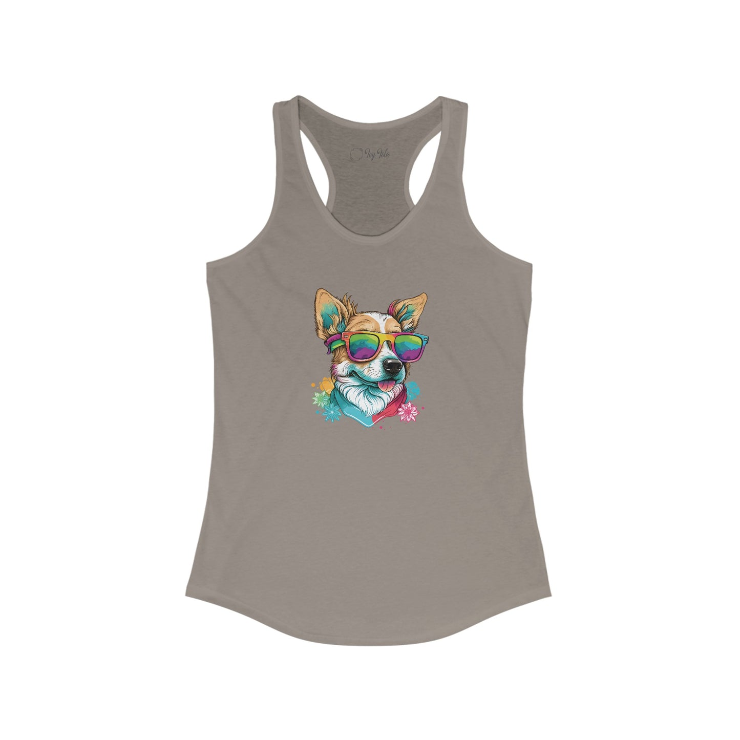 Dog with Sunglasses Racerback Tank 002