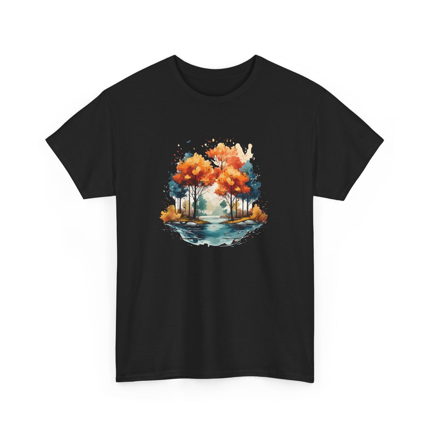 Autumn River Watercolor Short Sleeve Tee