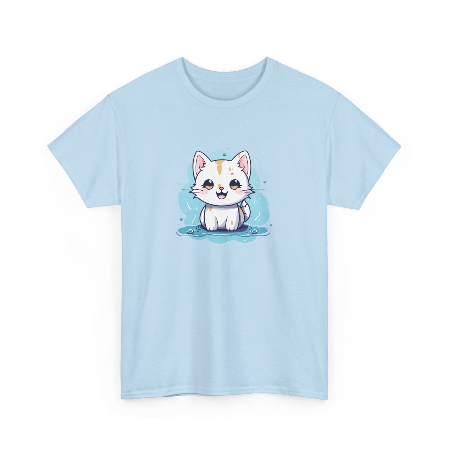 Cute Blue Cat Short Sleeve Tee