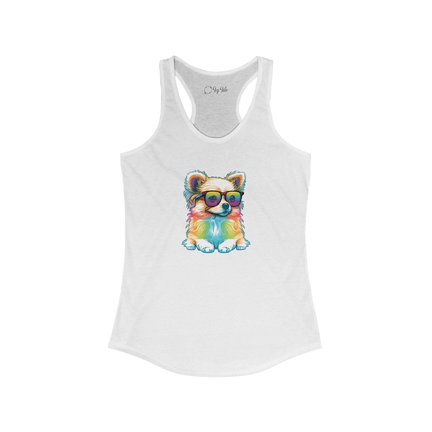 Dog with Sunglasses Racerback Tank 004