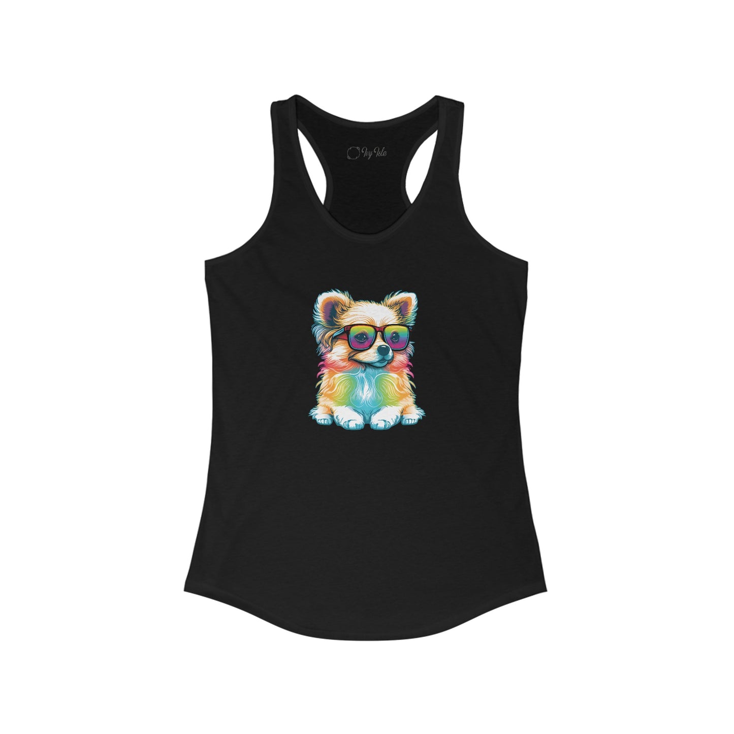 Dog with Sunglasses Racerback Tank 004