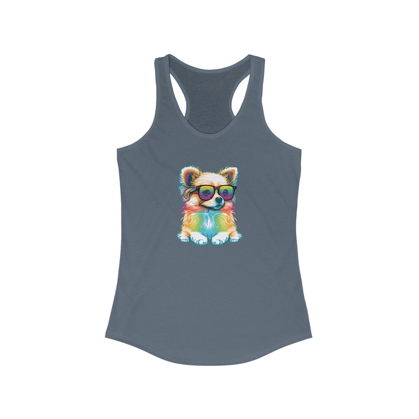 Dog with Sunglasses Racerback Tank 004