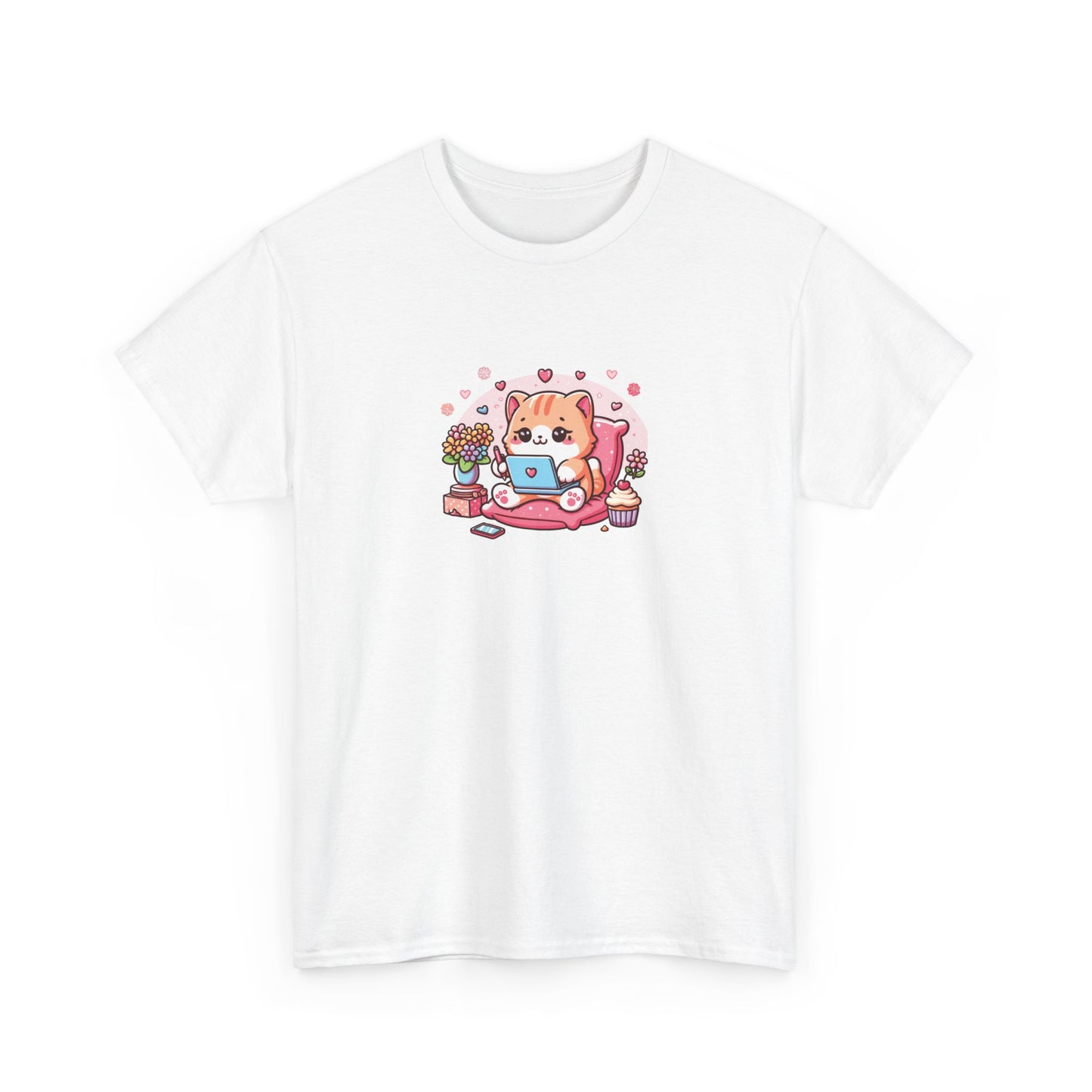 Cat with Laptop Short Sleeve Tee