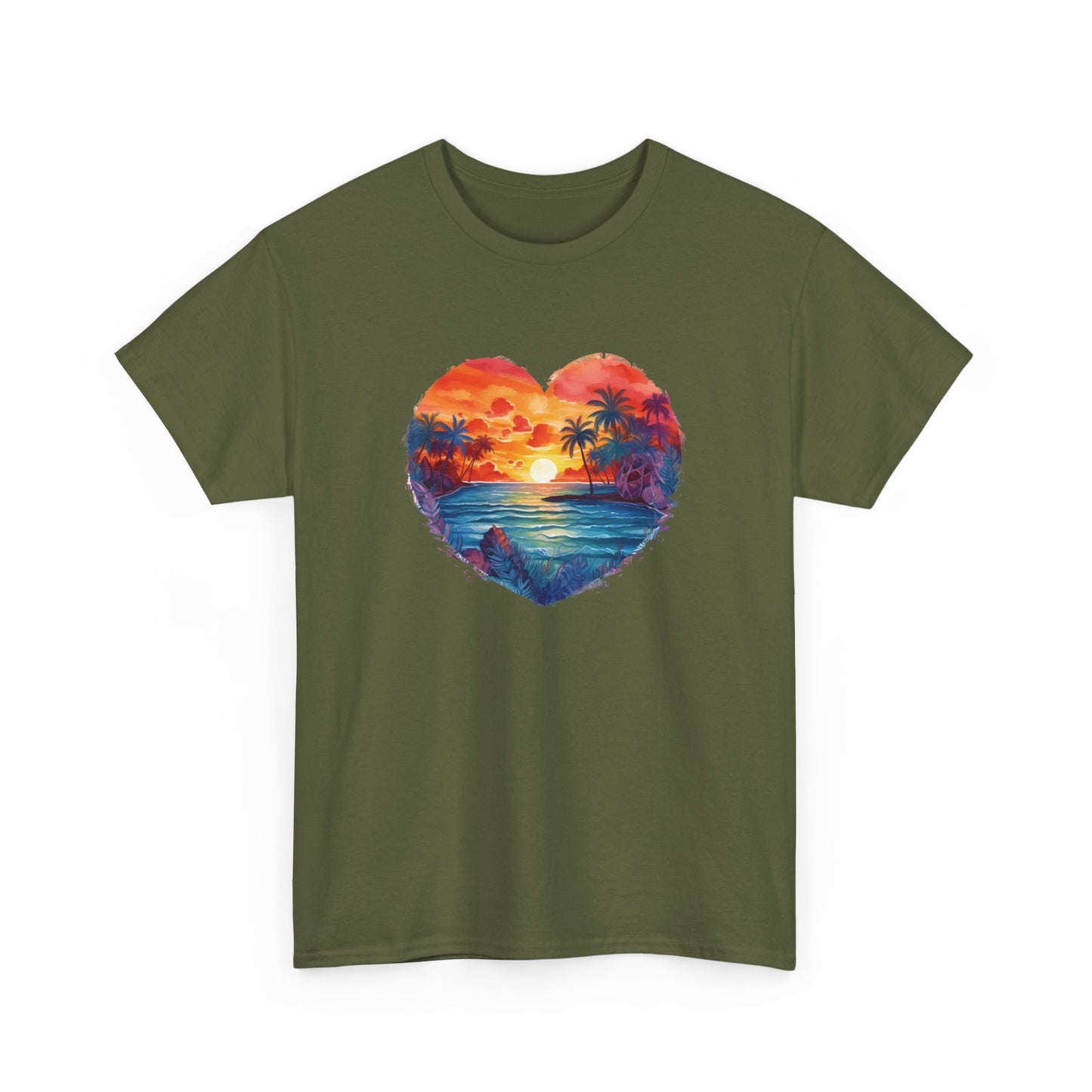 Painted Sunset Beach Heart Short Sleeve Tee