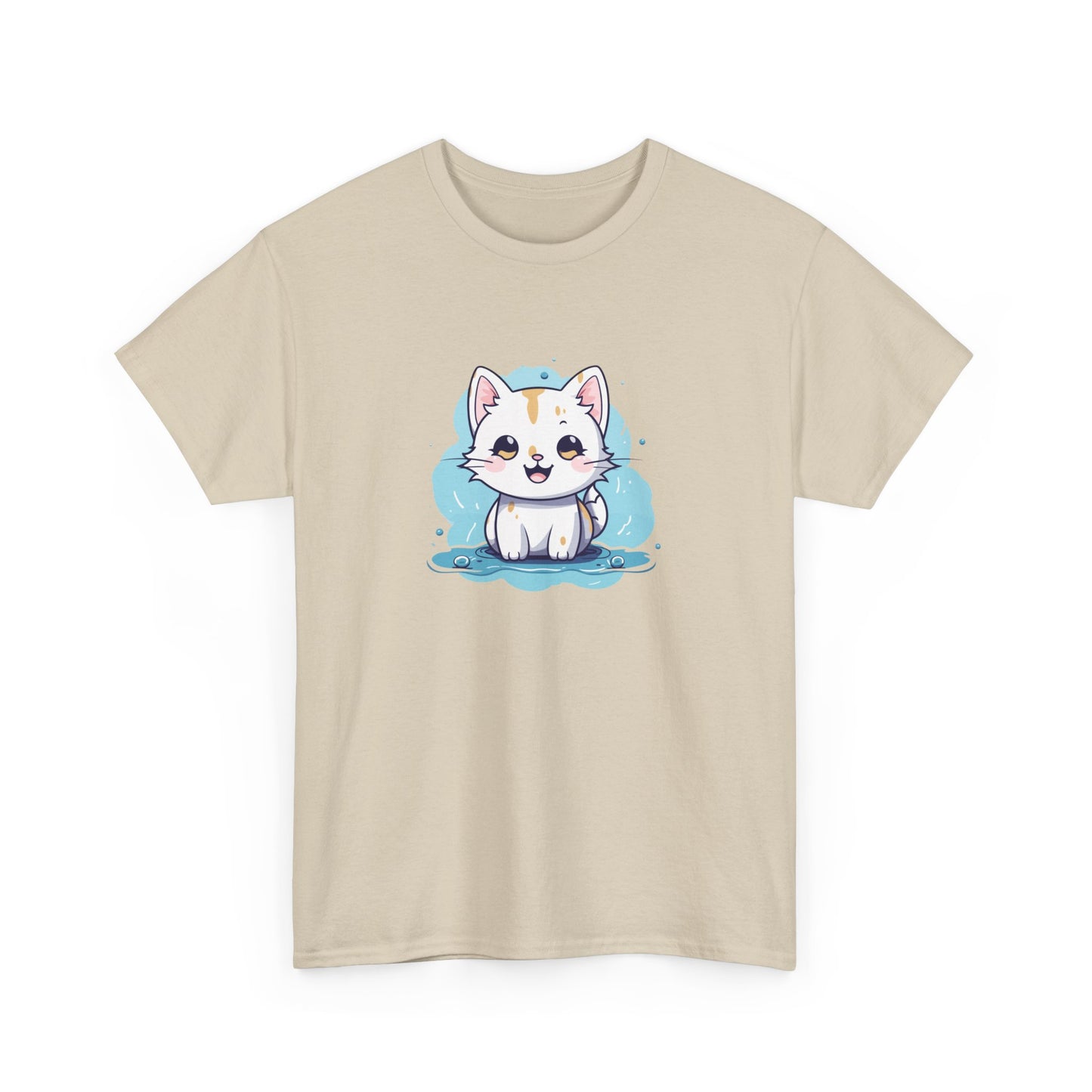 Cute Blue Cat Short Sleeve Tee
