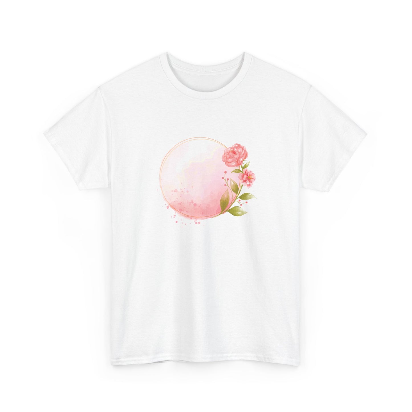 Pink Watercolor Rose Circle Short Sleeve Tee