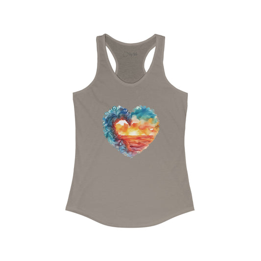 Abstract Sunset Heart Racerback Tank