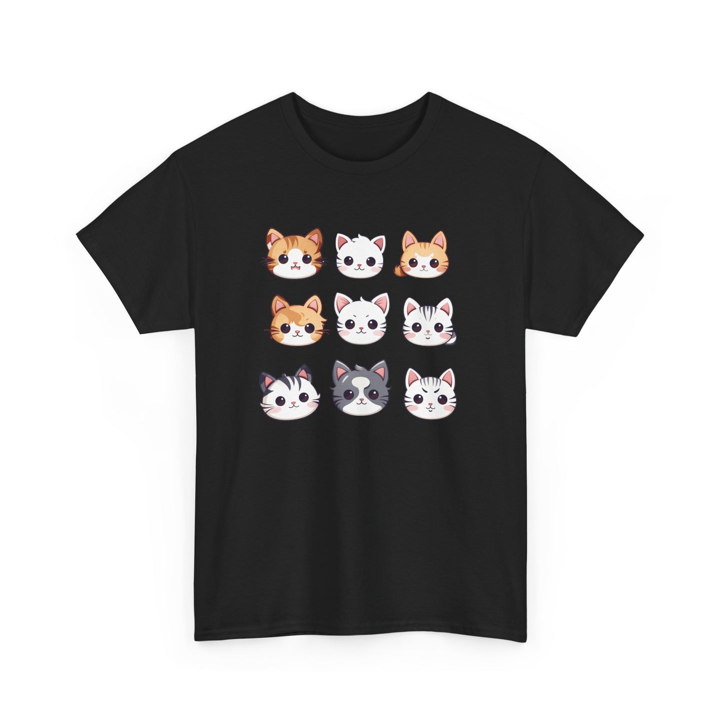Cute Cat Faces Set Short Sleeve Tee