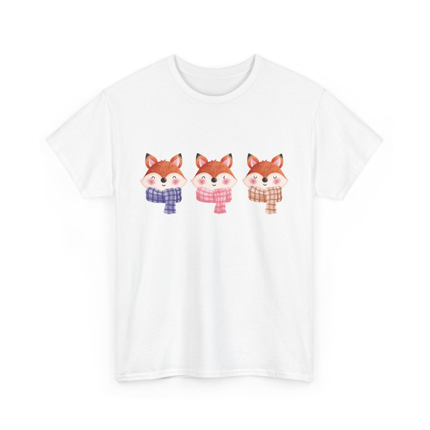 Cute Foxes in Scarves Short Sleeve Tee