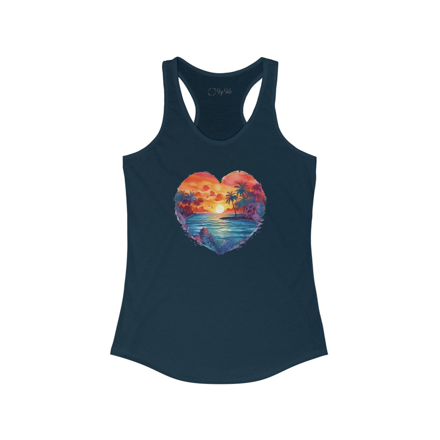 Painted Beach Sunset Heart Racerback Tank