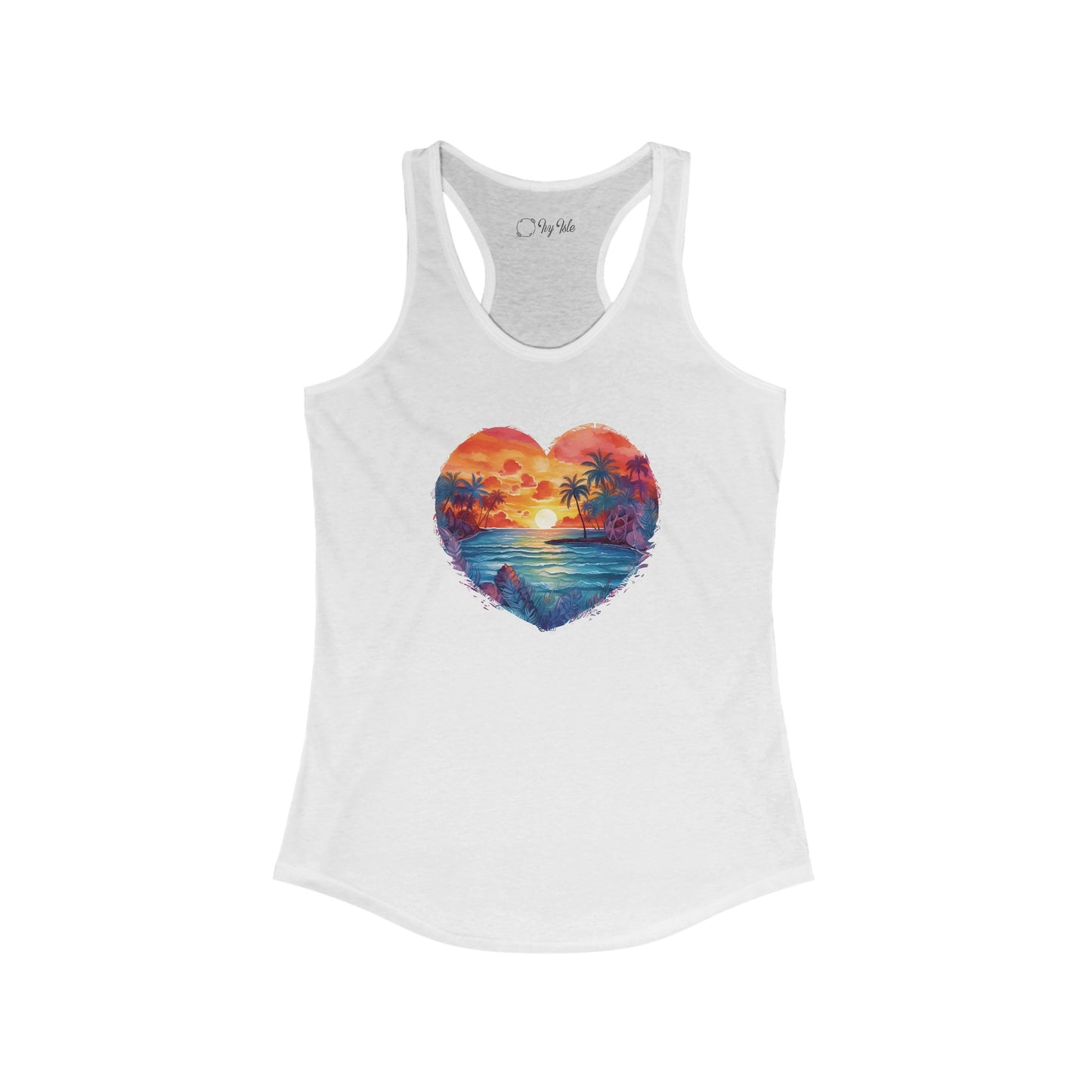 Painted Beach Sunset Heart Racerback Tank