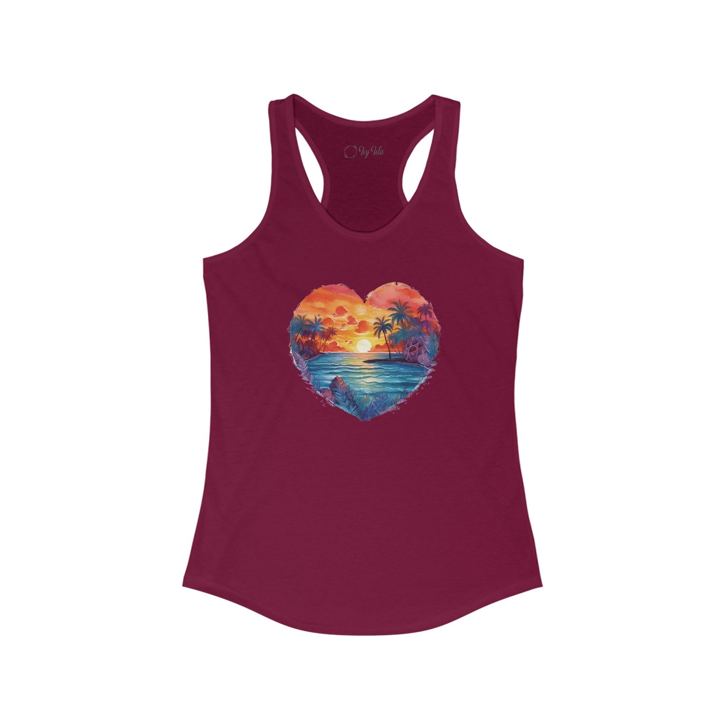 Painted Beach Sunset Heart Racerback Tank