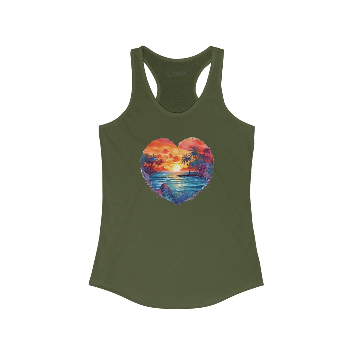 Painted Beach Sunset Heart Racerback Tank