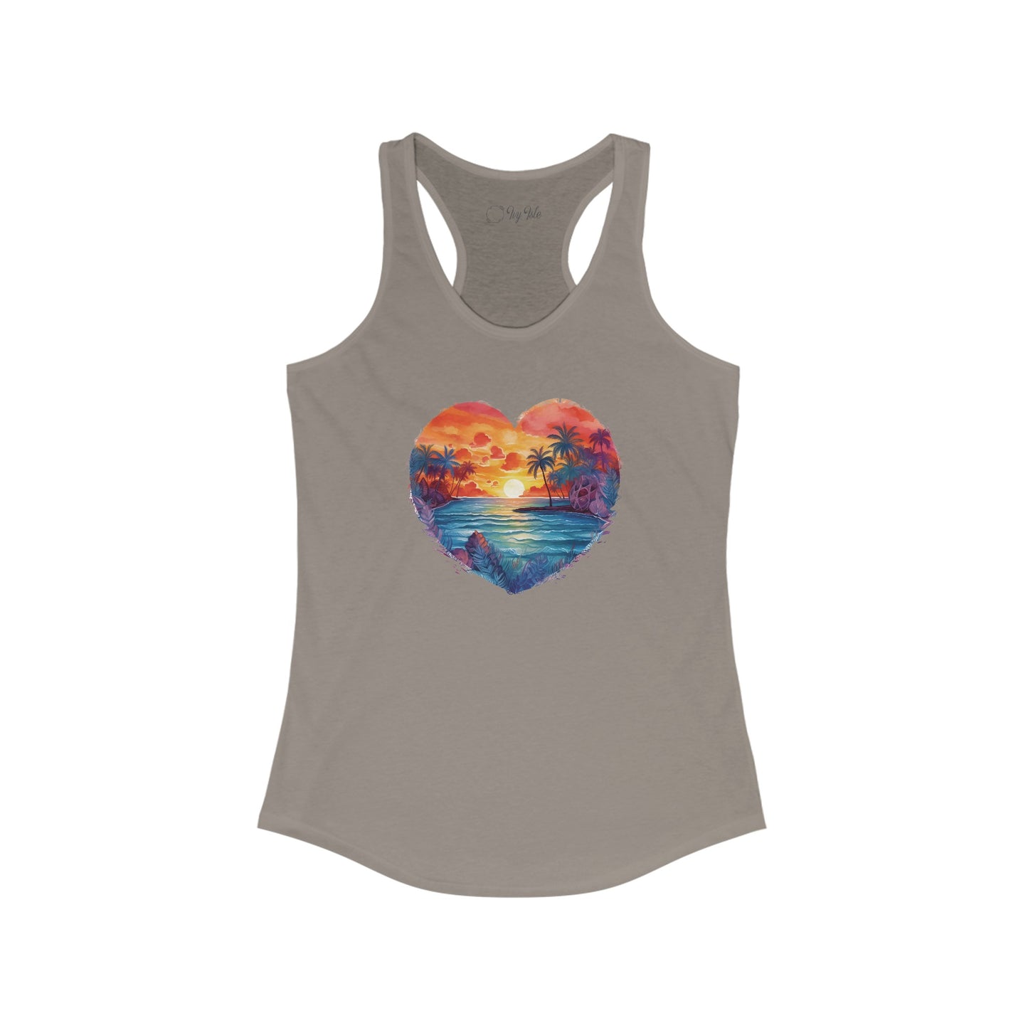 Painted Beach Sunset Heart Racerback Tank