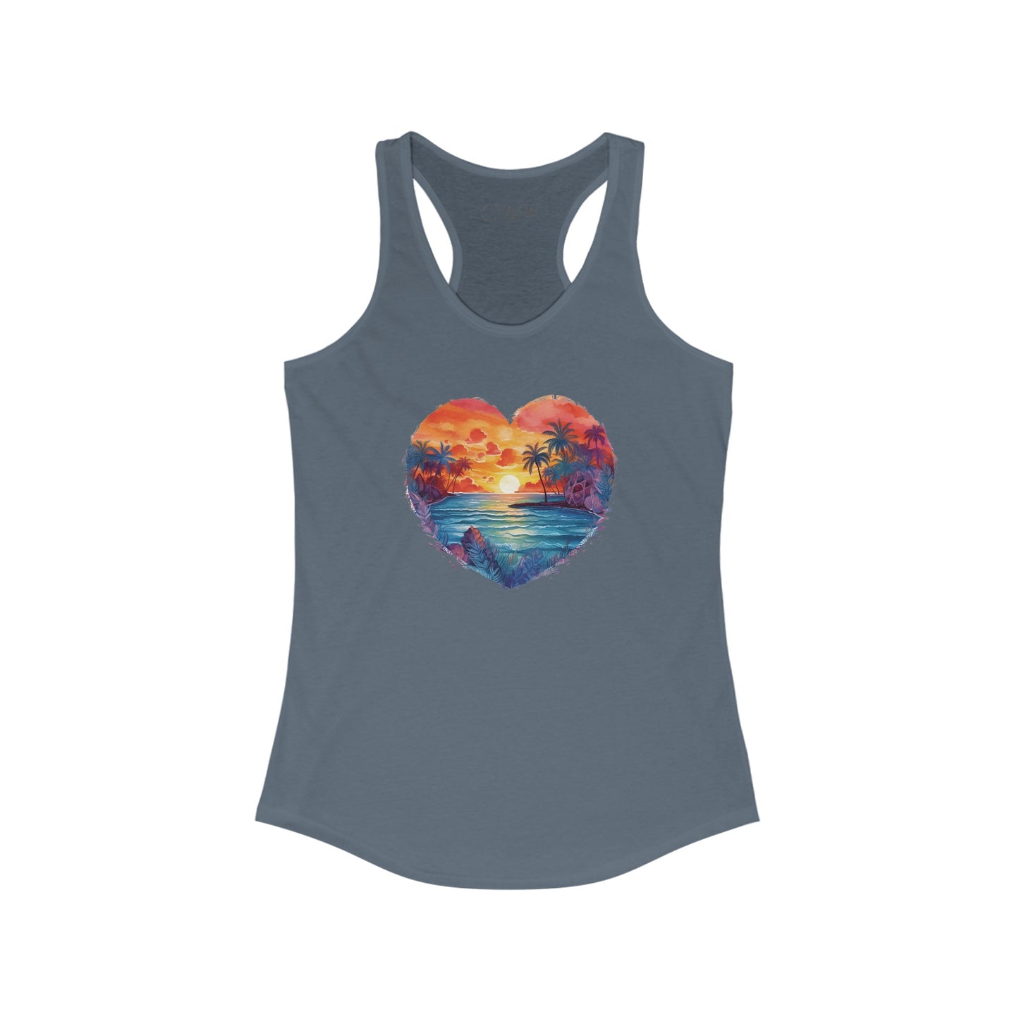 Painted Beach Sunset Heart Racerback Tank
