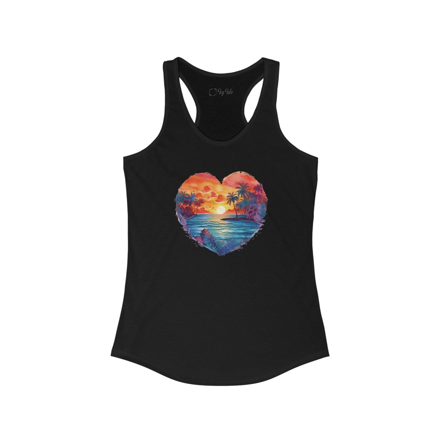 Painted Beach Sunset Heart Racerback Tank