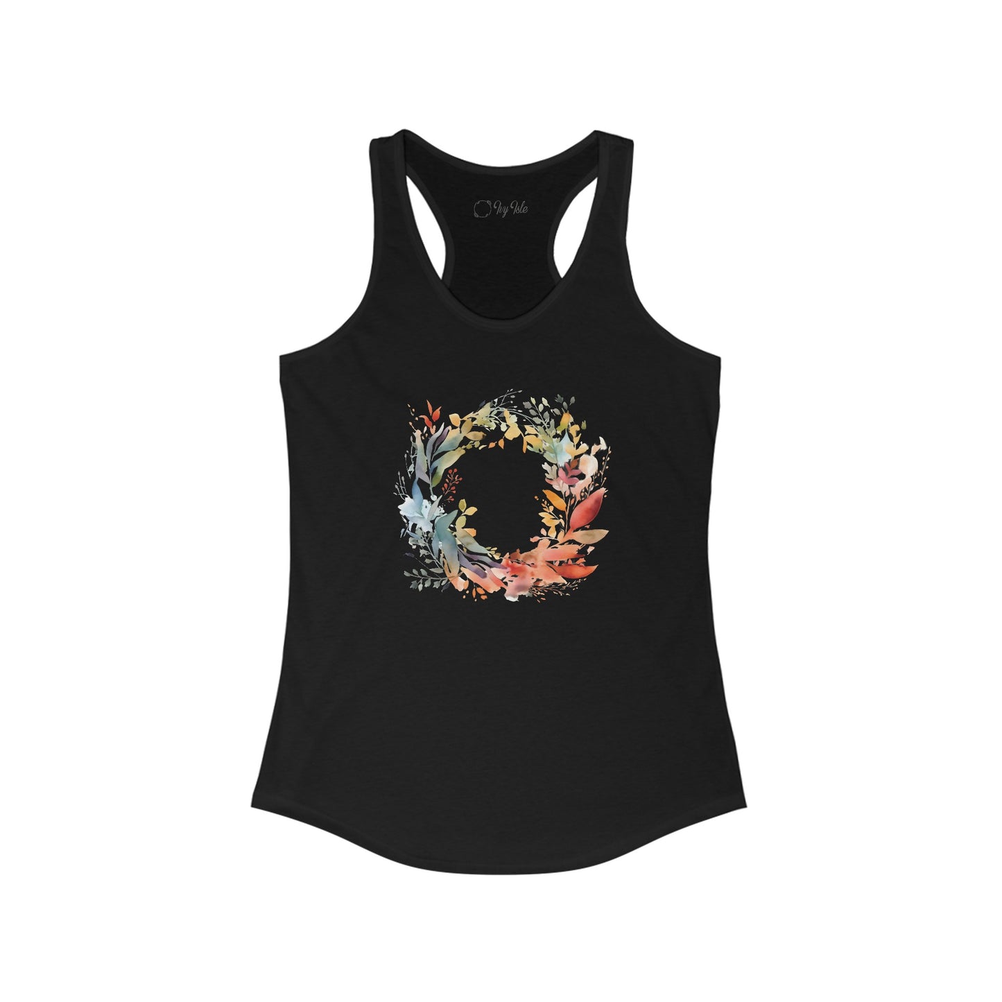Watercolor Floral Circle Racerback Tank