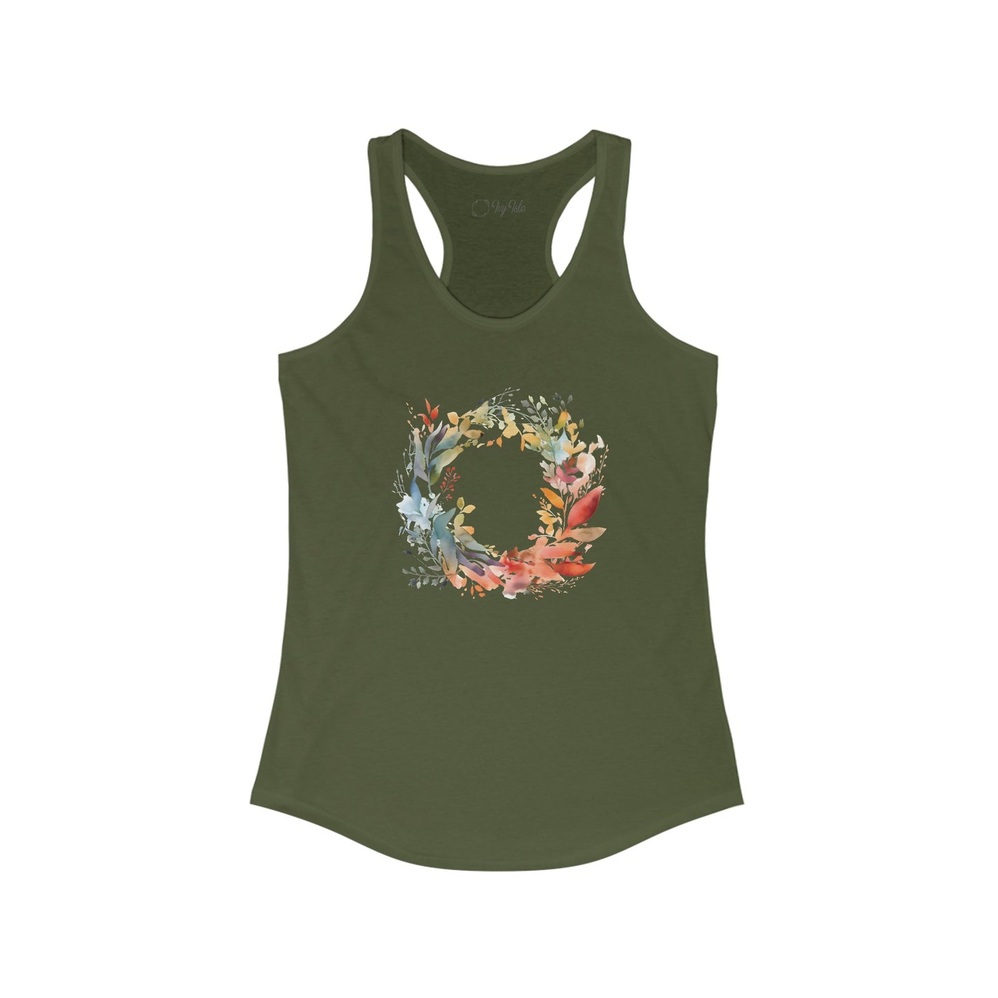 Watercolor Floral Circle Racerback Tank