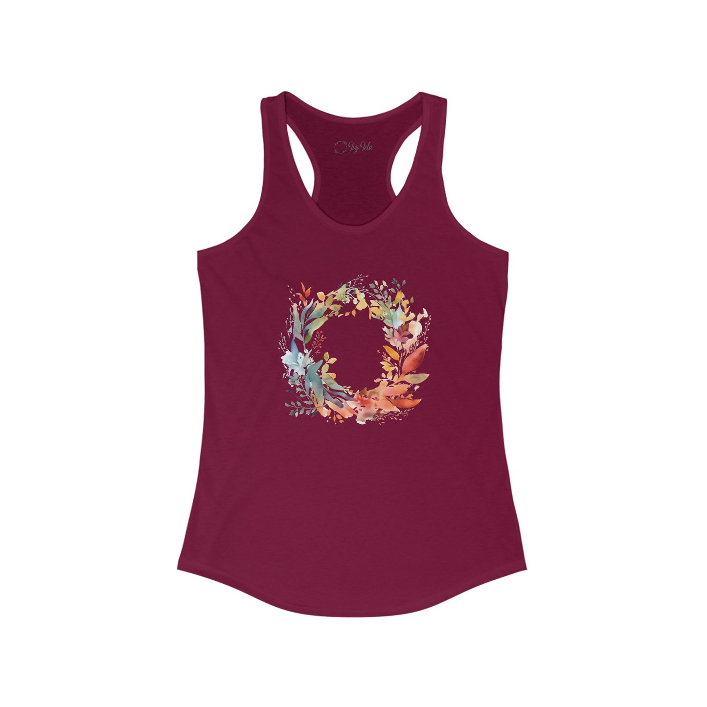 Watercolor Floral Circle Racerback Tank