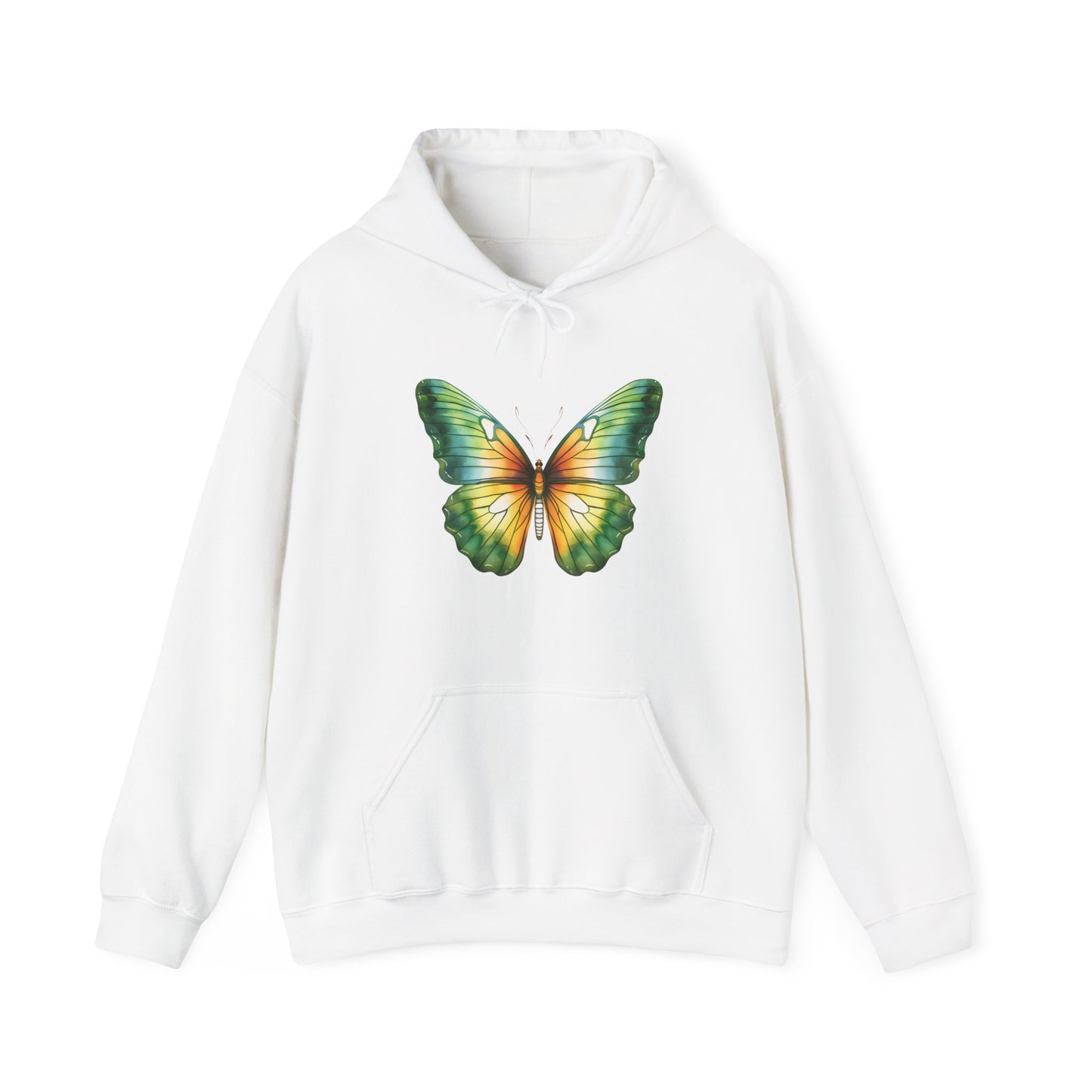 Green Watercolor Butterfly Hooded Sweatshirt