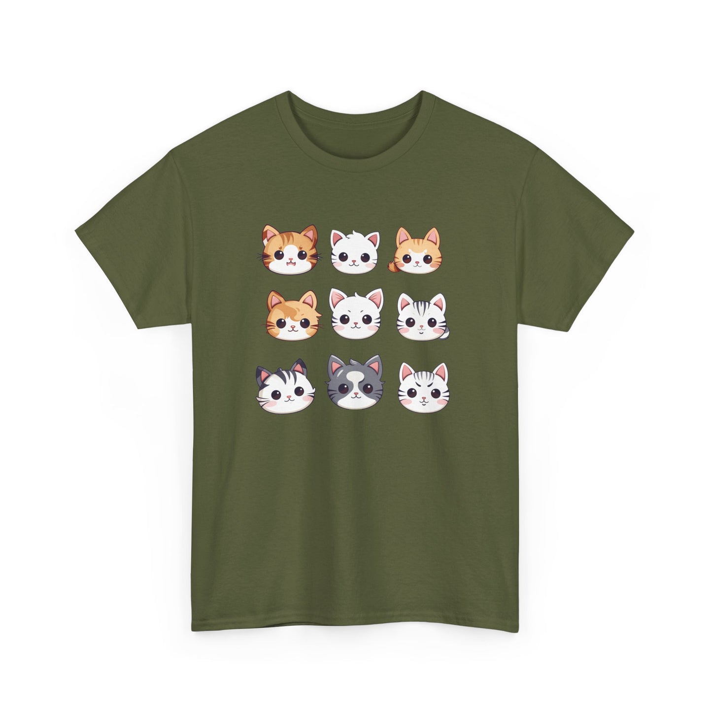 Cute Cat Faces Set Short Sleeve Tee