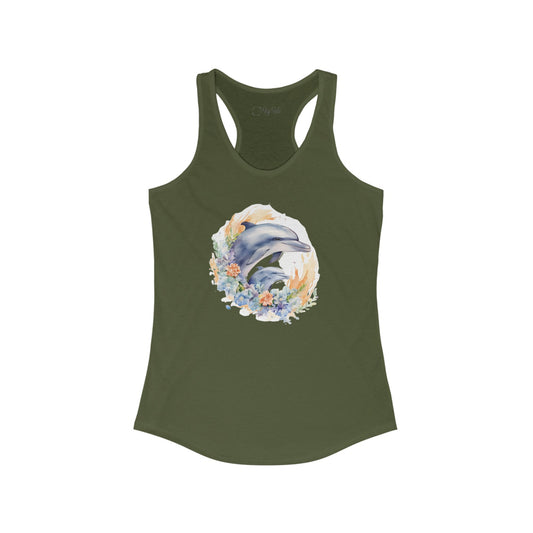 Watercolor Dolphins Racerback Tank