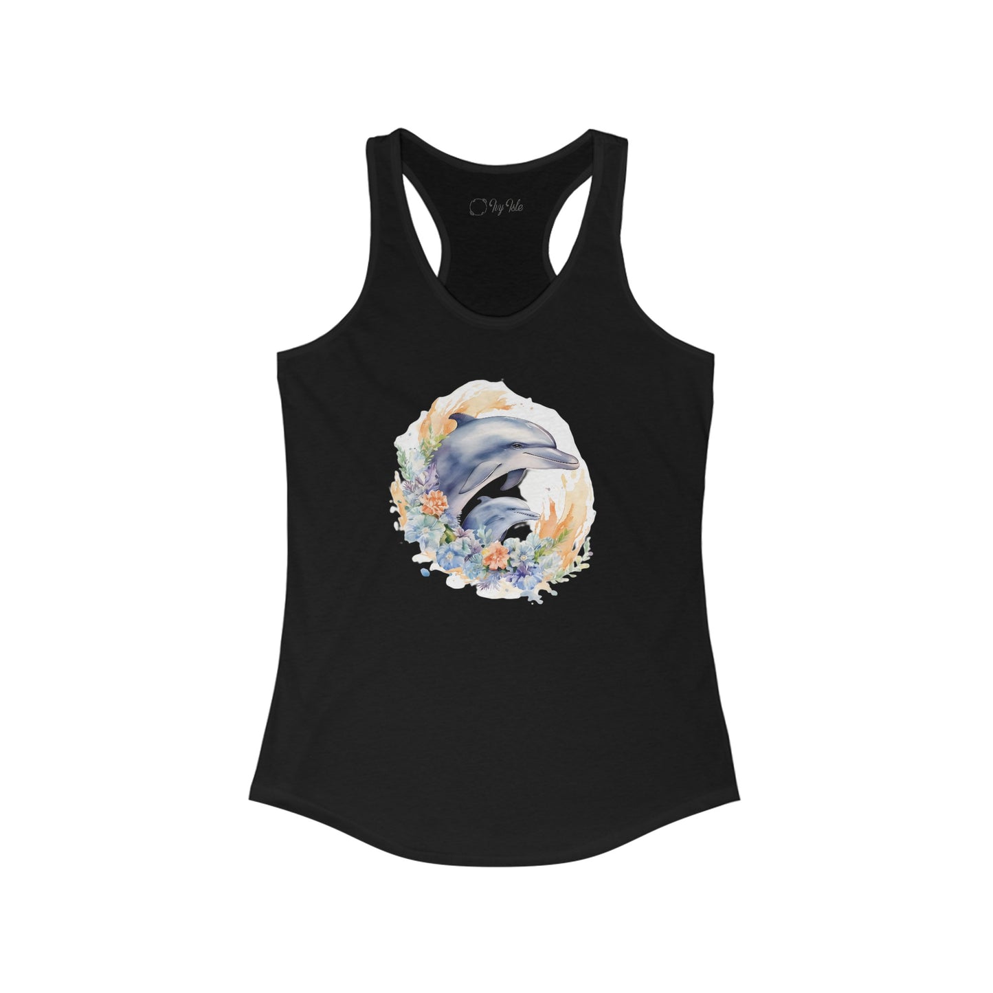 Watercolor Dolphins Racerback Tank