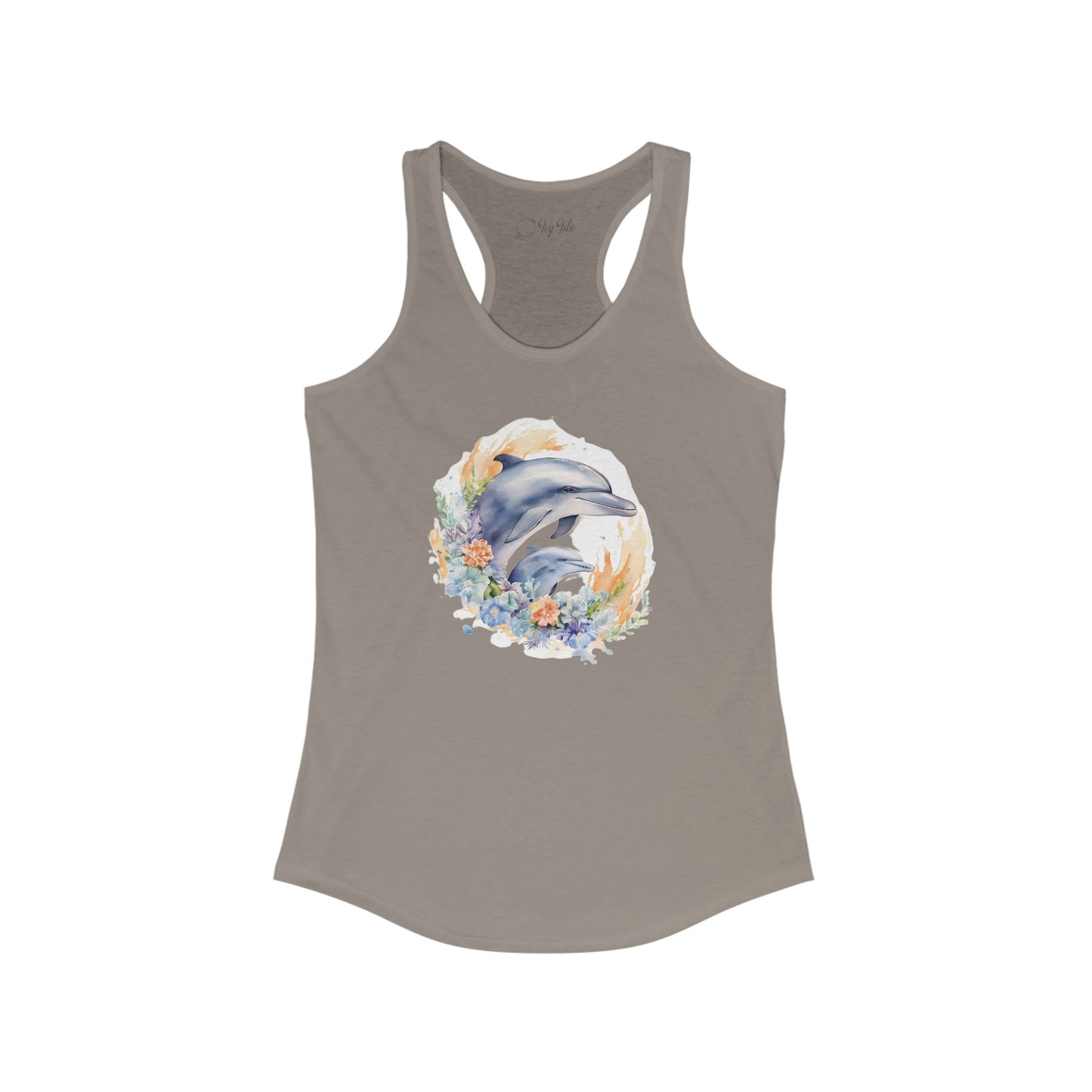 Watercolor Dolphins Racerback Tank