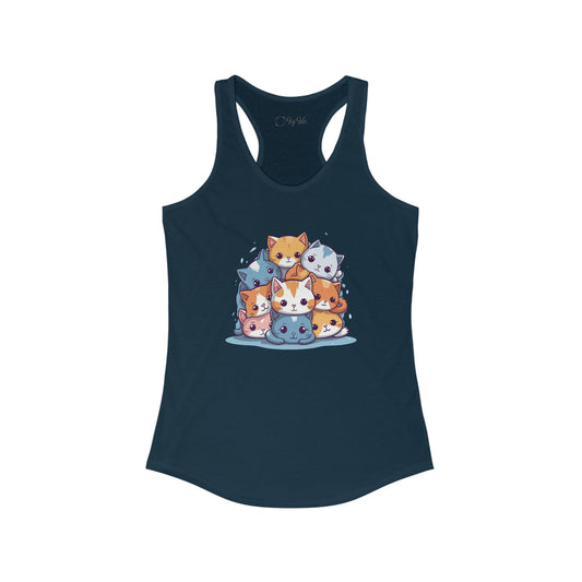 Cute Cat Pile Racerback Tank