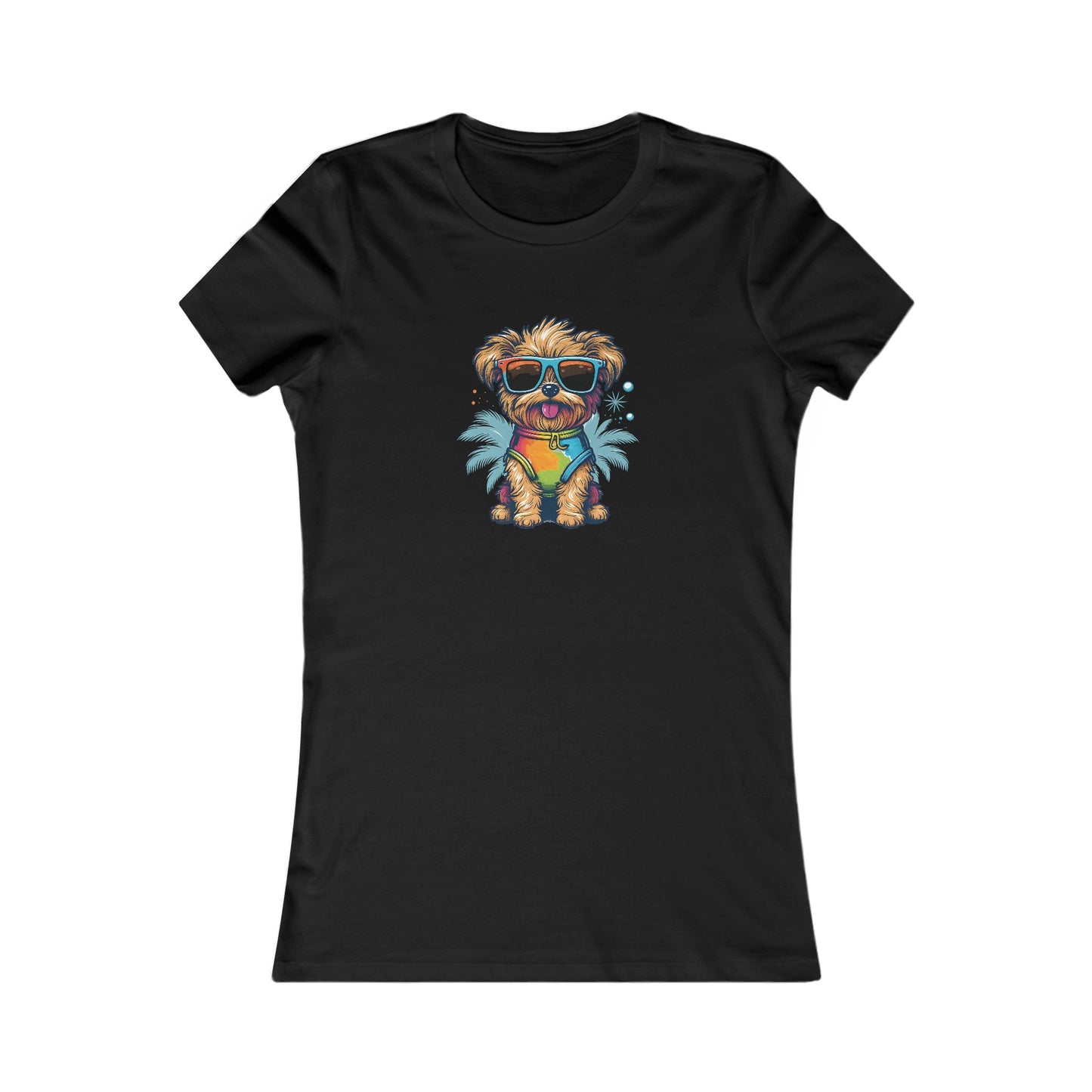Dog with Sunglasses Fitted Tee 001