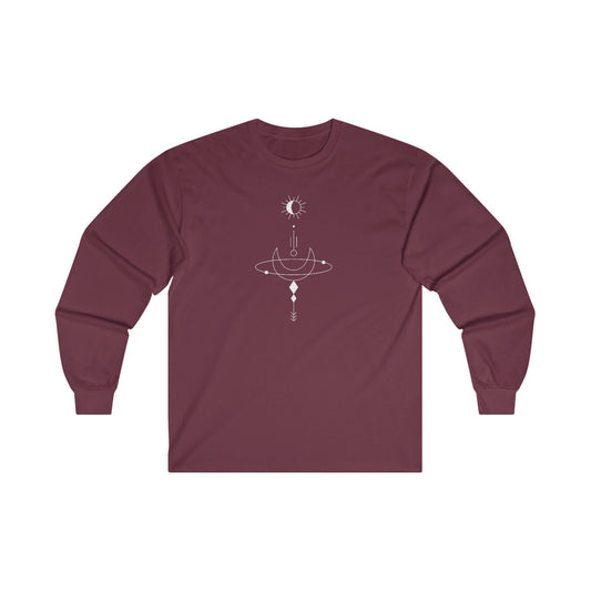 Linear Sun and Moon Long Sleeve Tee