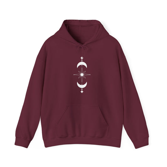 Linear Star and Moons Hooded Sweatshirt