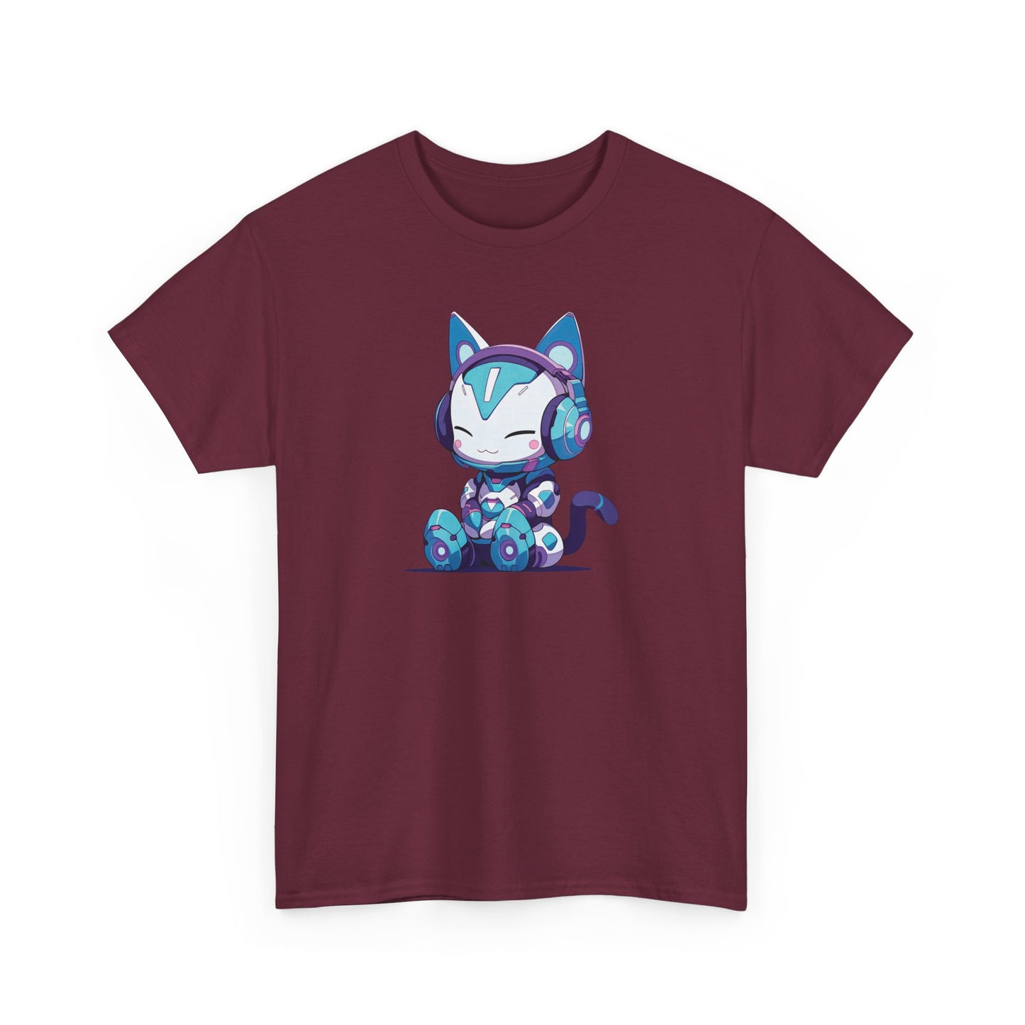 Futuristic Cat with Headphones Short Sleeve Tee