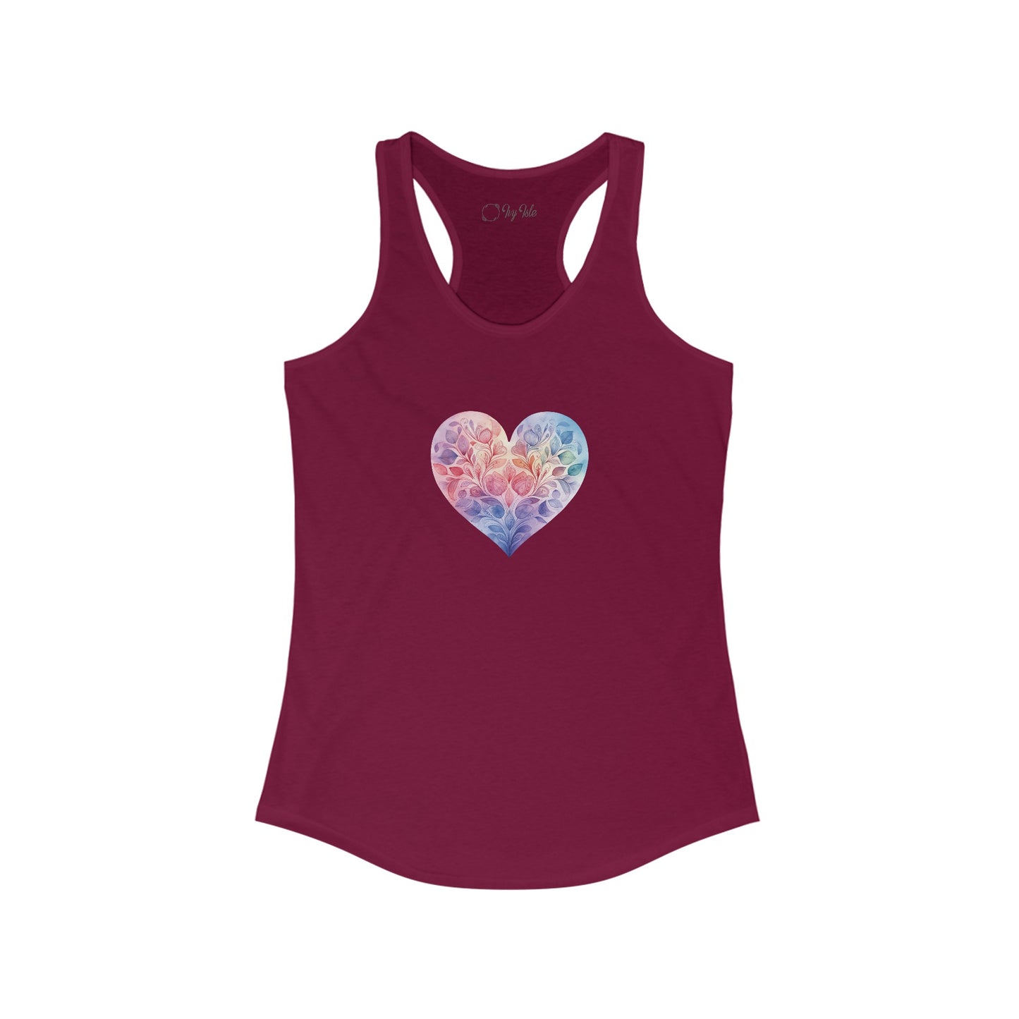Watercolor Heart Racerback Tank 006