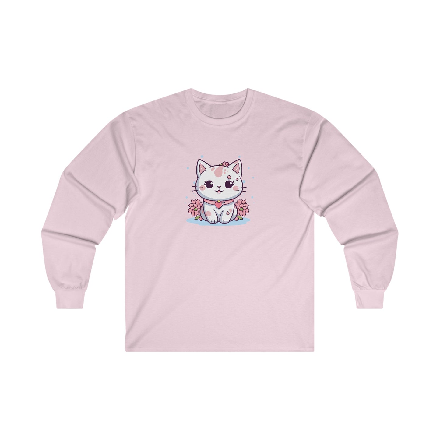 Cute Pink Cat Long Sleeve Tee