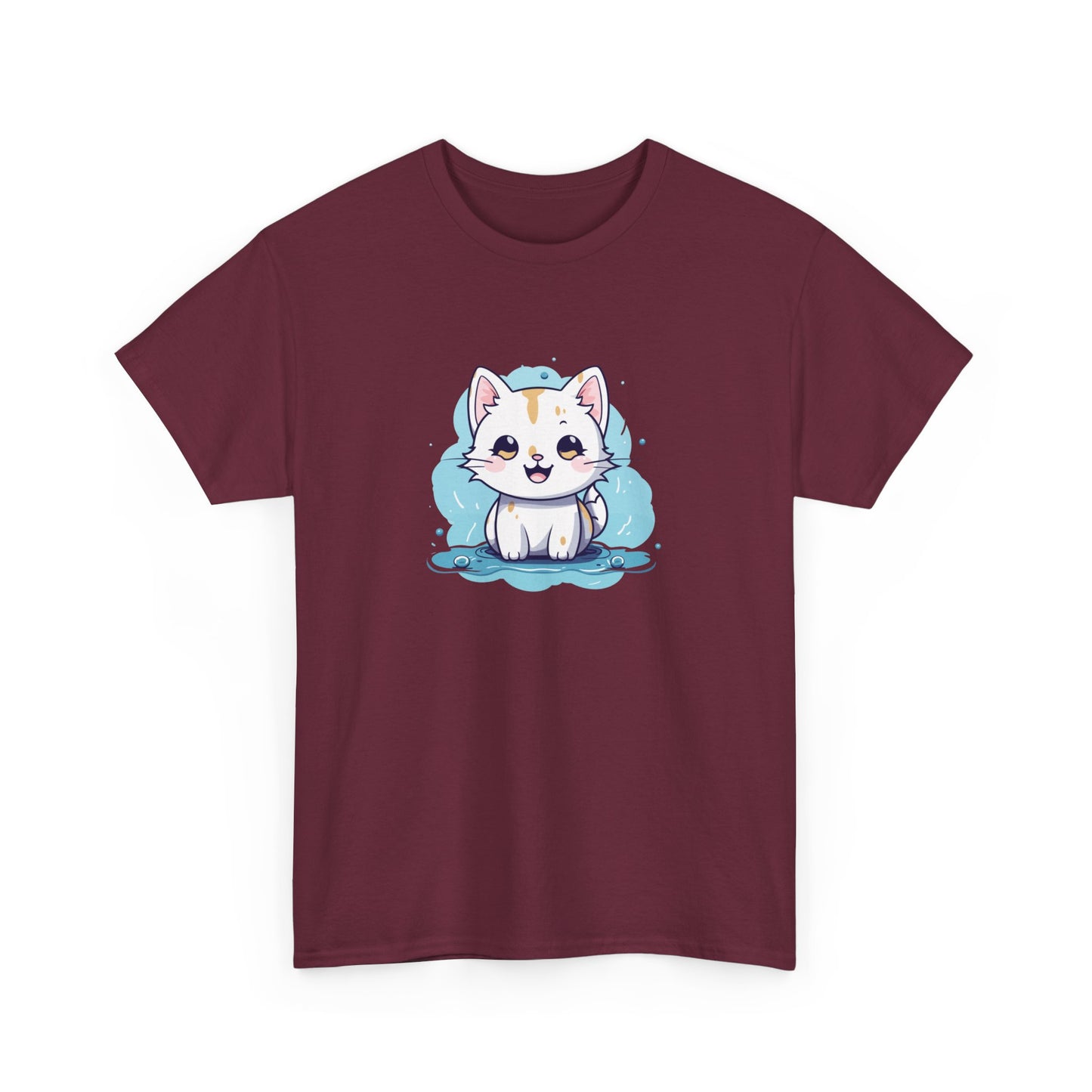 Cute Blue Cat Short Sleeve Tee