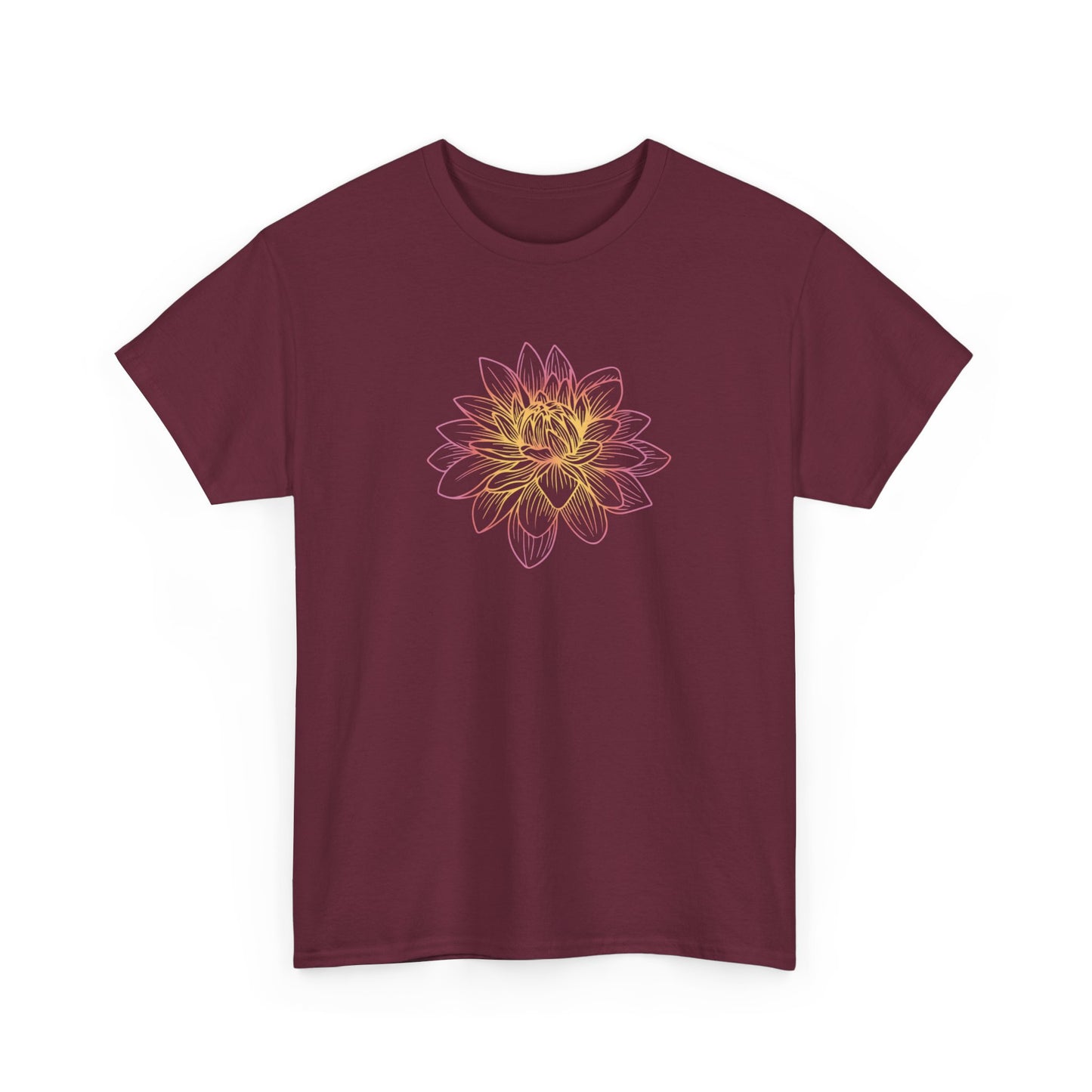 Colorful Lotus Outline Short Sleeve Tee