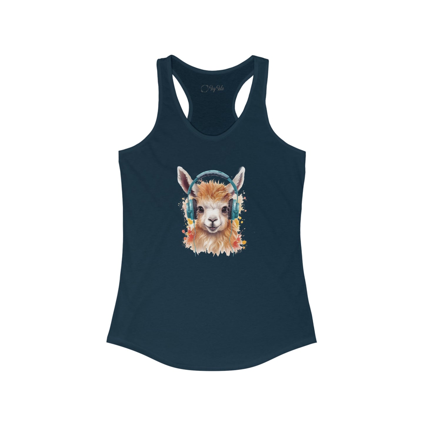 Llama with Headphones Racerback Tank