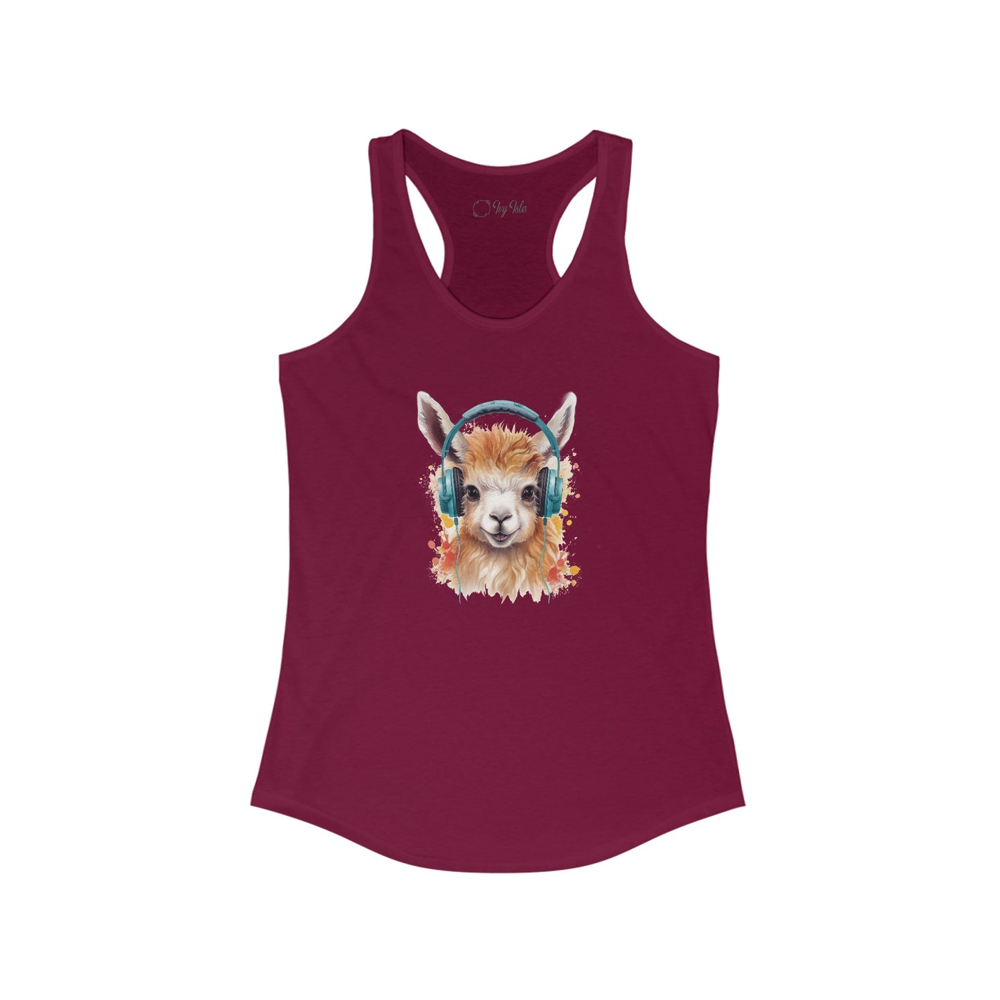Llama with Headphones Racerback Tank
