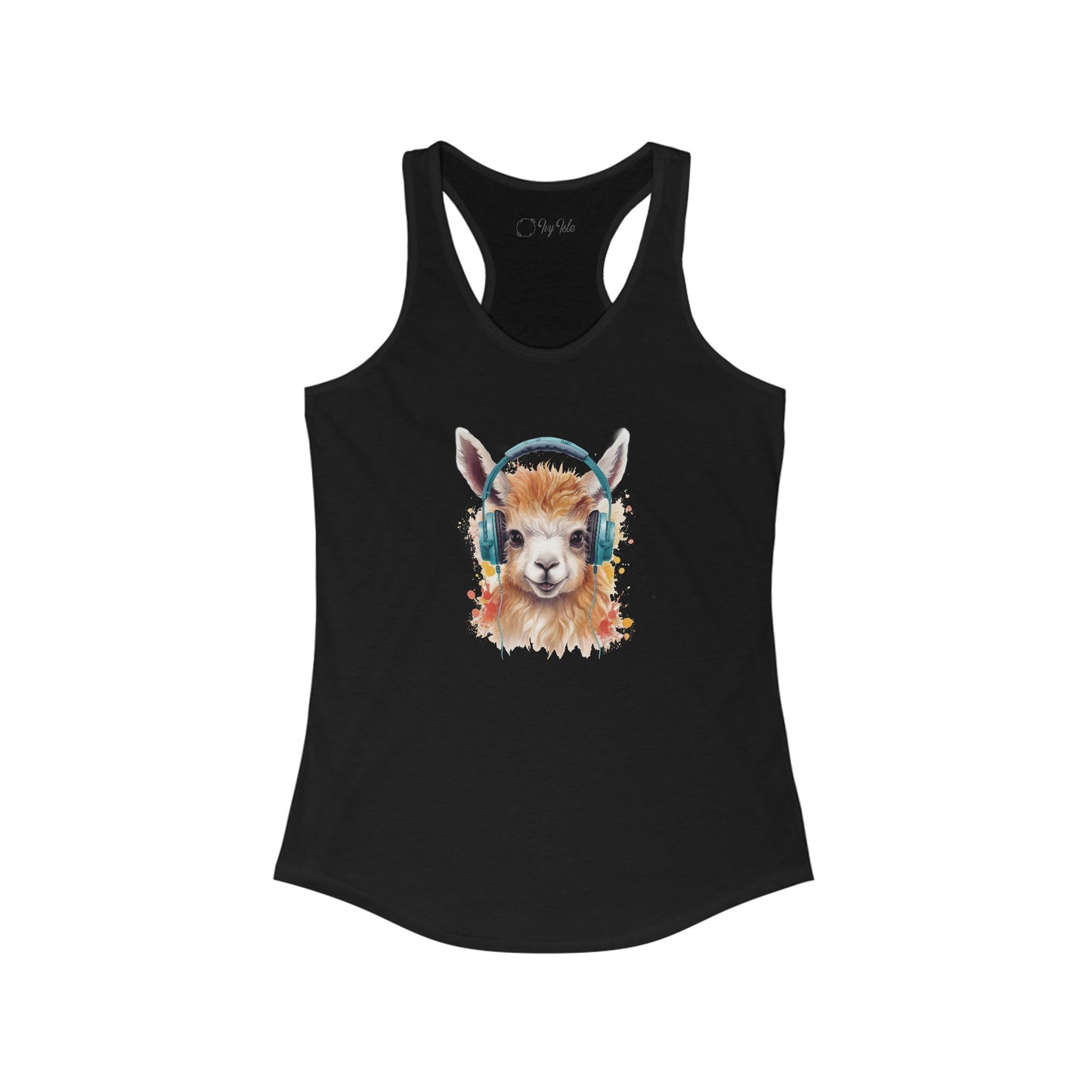 Llama with Headphones Racerback Tank