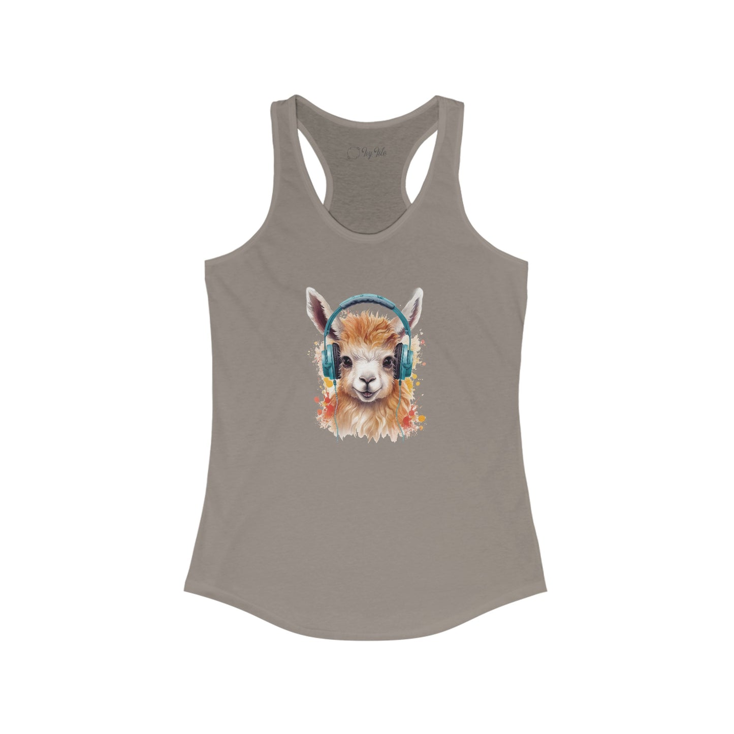 Llama with Headphones Racerback Tank