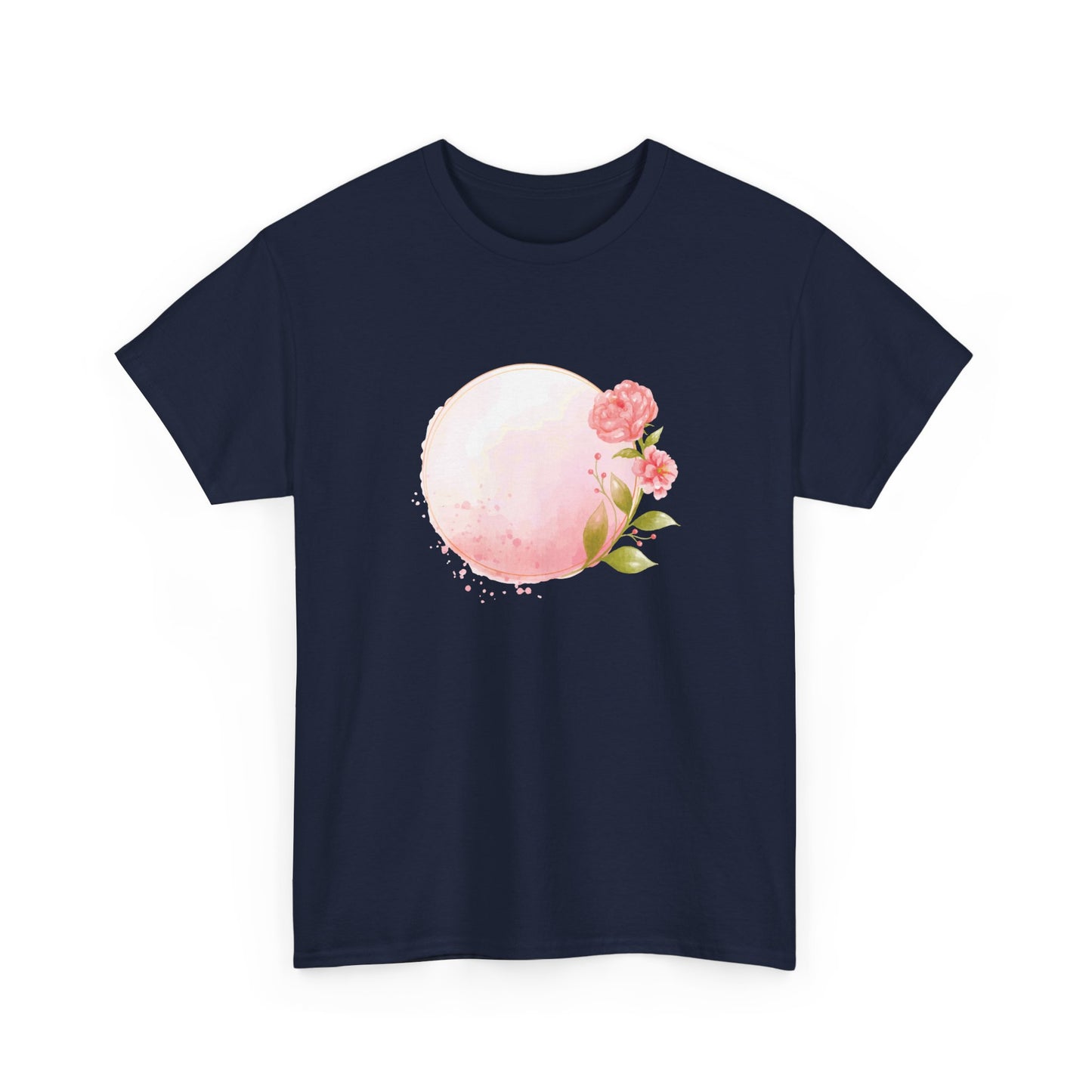 Pink Watercolor Rose Circle Short Sleeve Tee