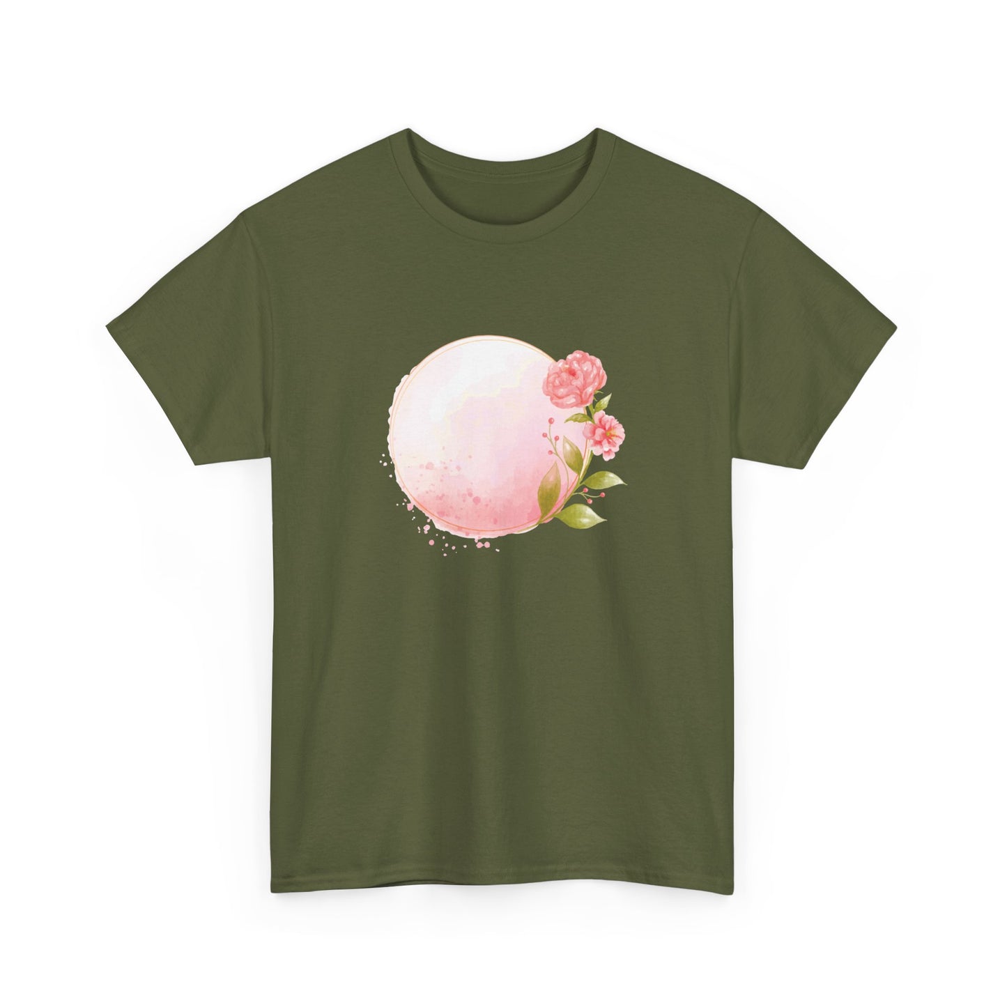 Pink Watercolor Rose Circle Short Sleeve Tee