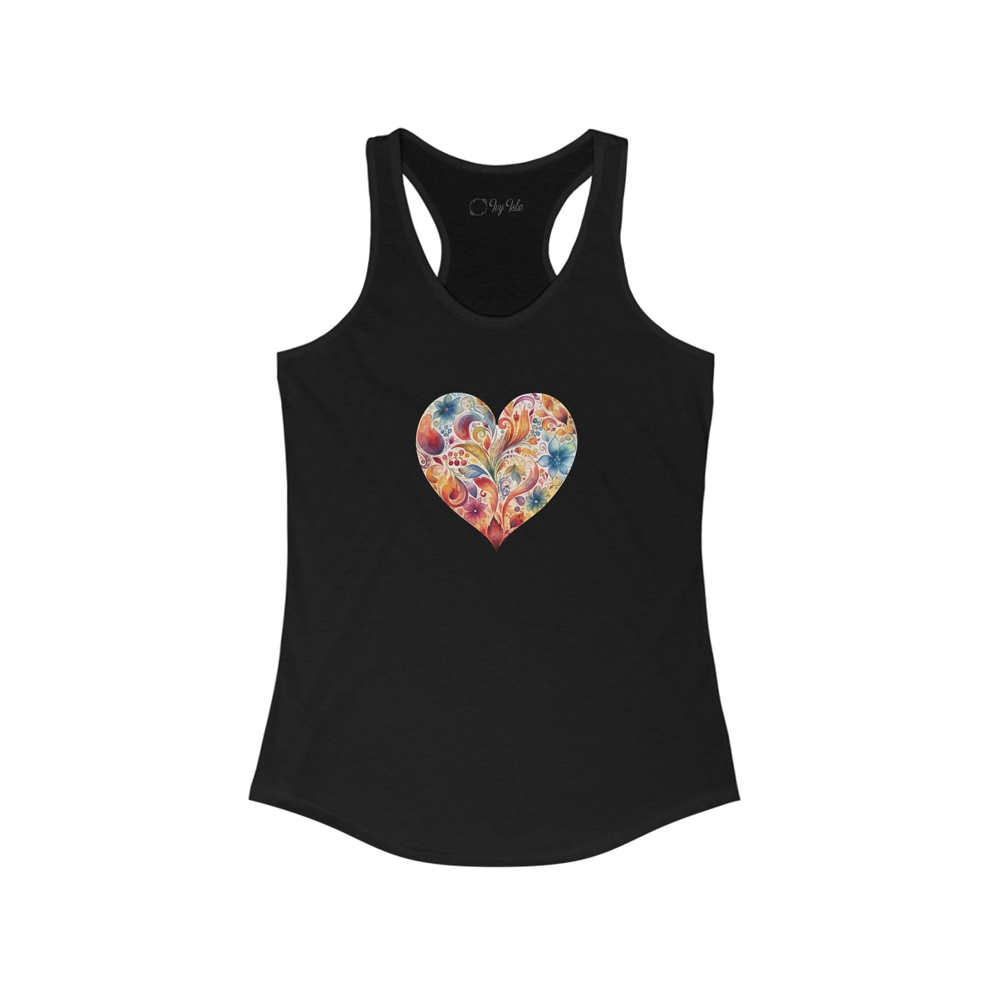 Watercolor Heart Racerback Tank 002