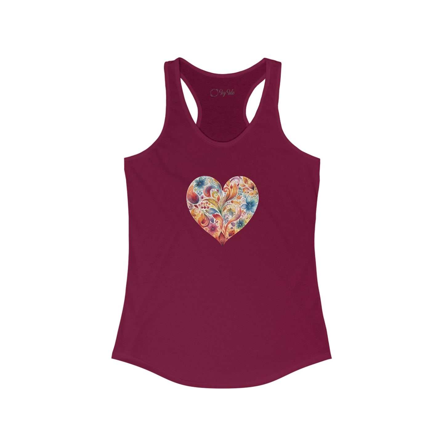 Watercolor Heart Racerback Tank 002